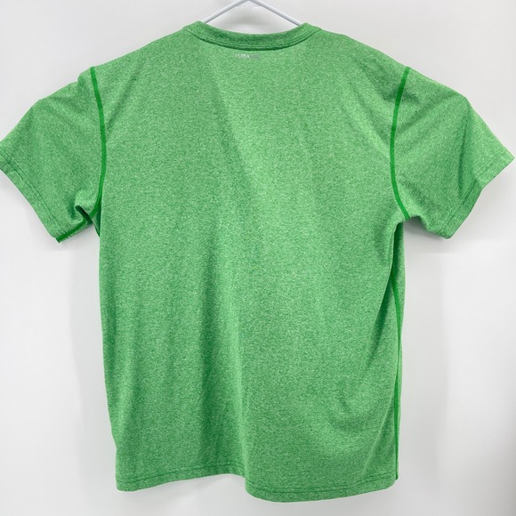 Adidas T-Shirt Men XL Green Heathered Polyester Climalite Logo Short Sleeve - Picture 5 of 8